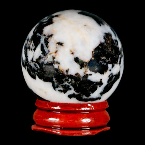 39MM Polished Black Tourmaline And Crystal Quartz Sphere Mineral Brazil Stand - Fossil Age Minerals