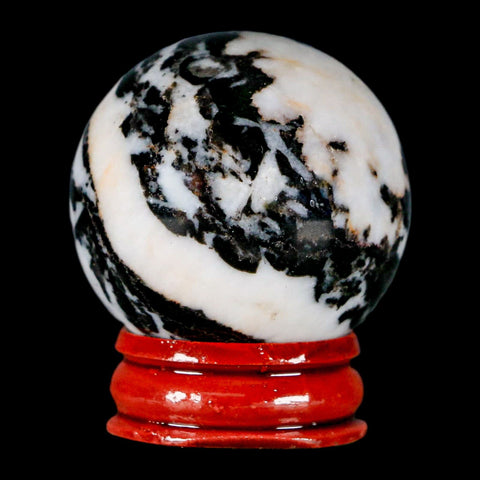 39MM Polished Black Tourmaline And Crystal Quartz Sphere Mineral Brazil Stand - Fossil Age Minerals