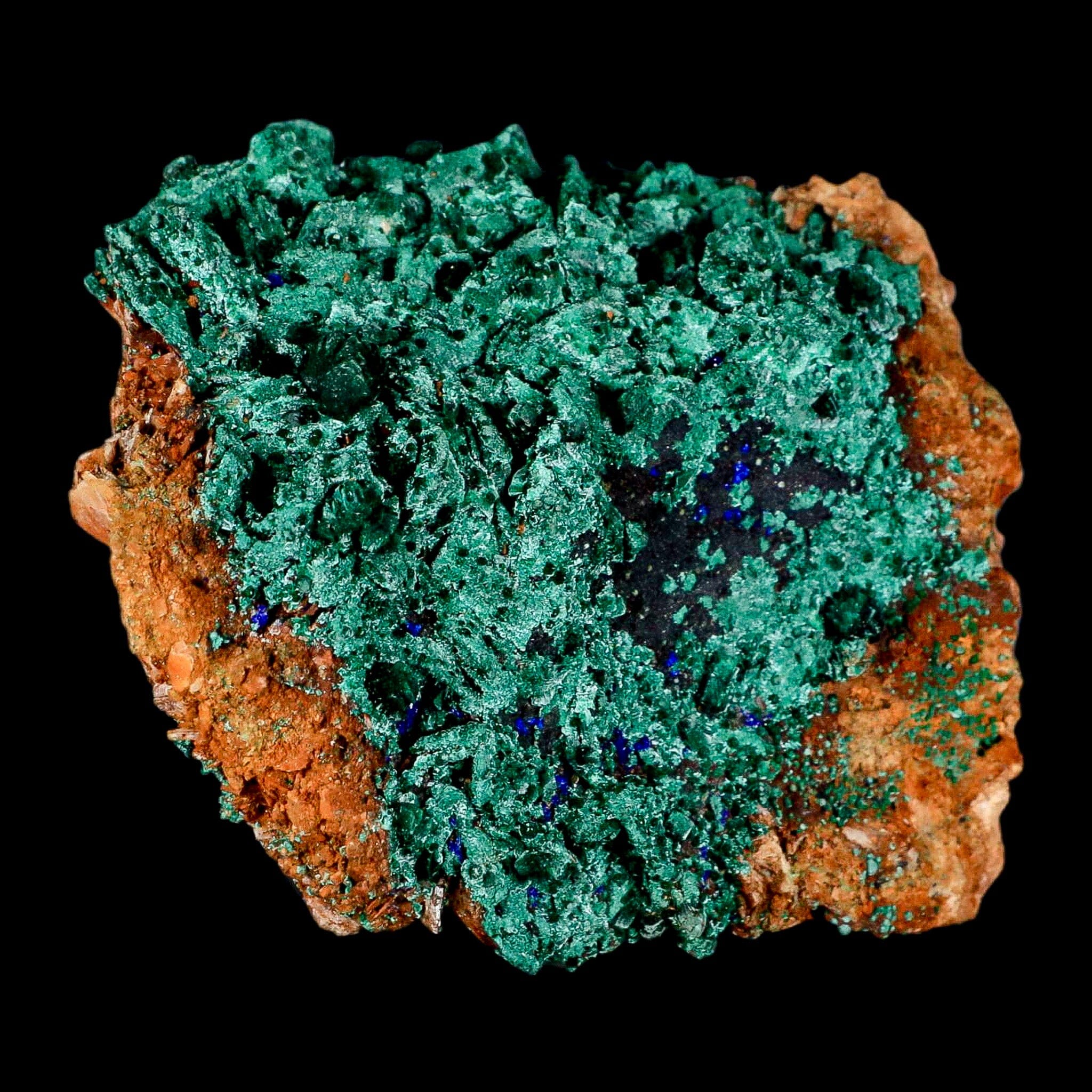 3.8" Dark Green Malachite Crystals On Barite Blades Mineral Specimen Tiznit Morocco - Fossil Age Minerals