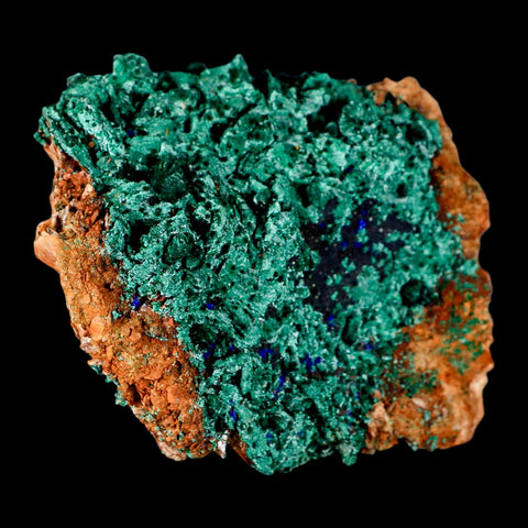 3.8" Dark Green Malachite Crystals On Barite Blades Mineral Specimen Tiznit Morocco - Fossil Age Minerals