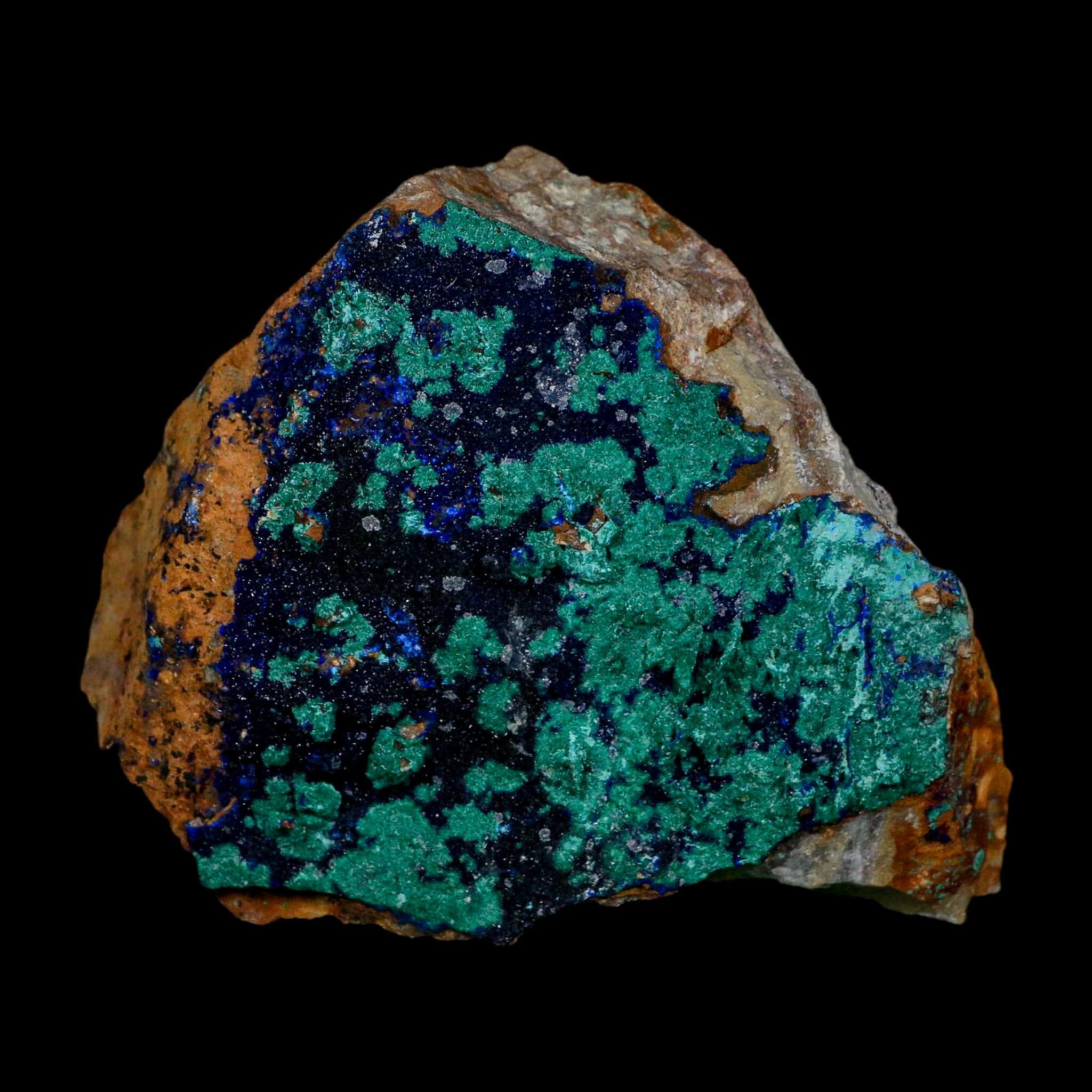 3.9" Azurite Crystals & Malachite On Matrix Colorful Mineral Specimen Morocco - Fossil Age Minerals