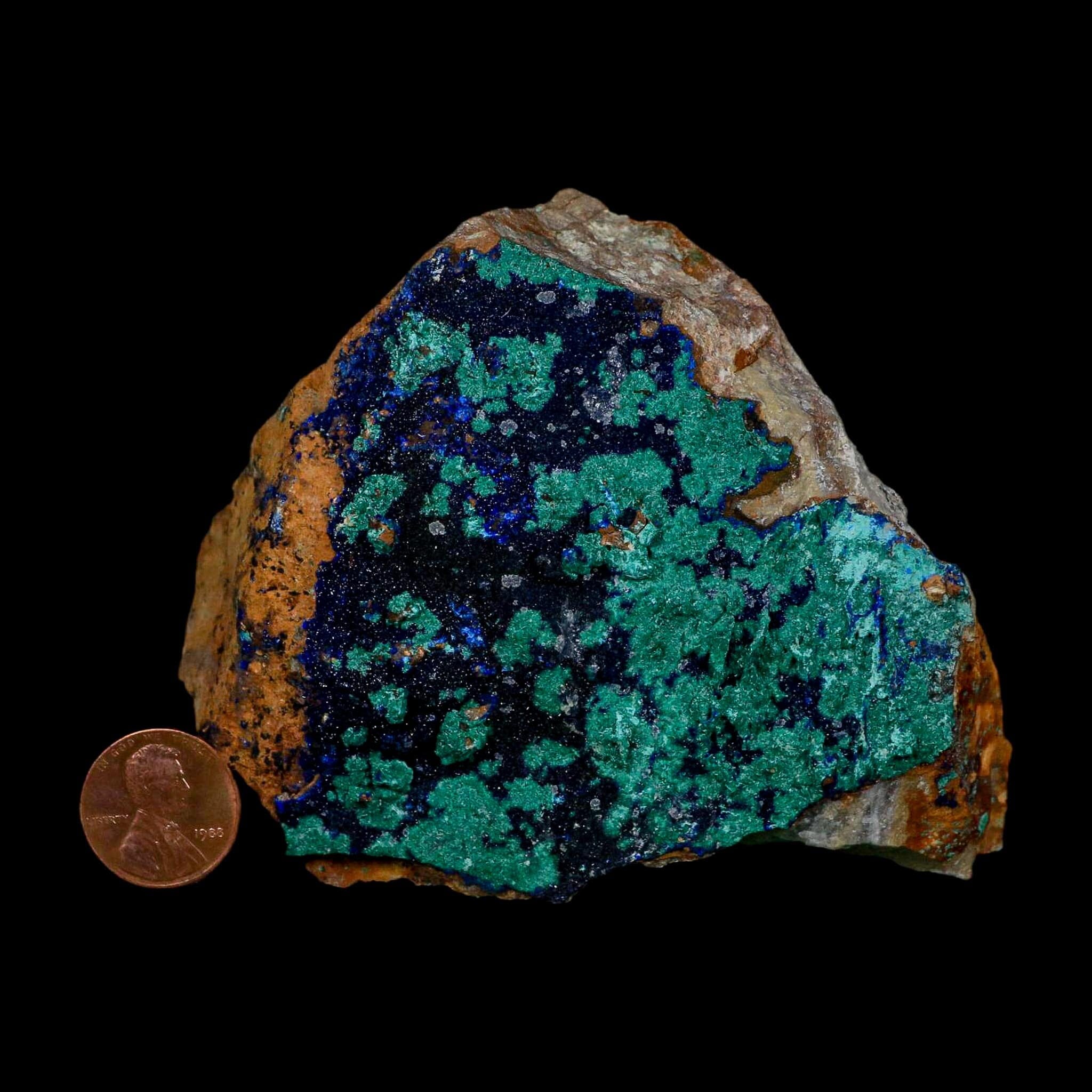 3.9" Azurite Crystals & Malachite On Matrix Colorful Mineral Specimen Morocco - Fossil Age Minerals
