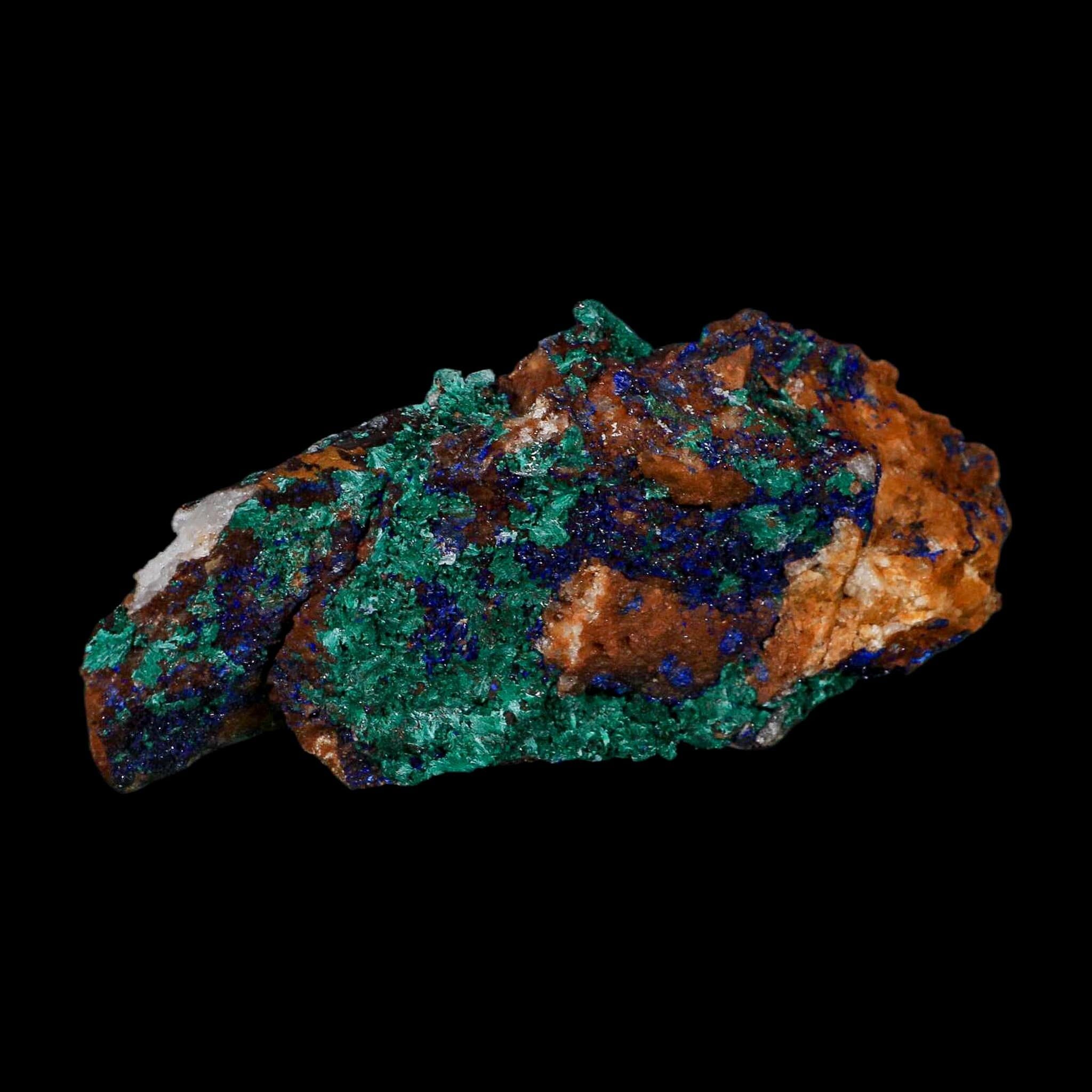 4" Azurite Crystals & Malachite On Matrix Colorful Mineral Specimen Morocco - Fossil Age Minerals