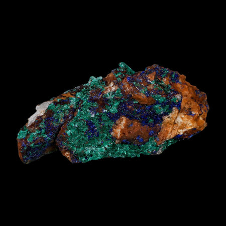 4" Azurite Crystals & Malachite On Matrix Colorful Mineral Specimen Morocco