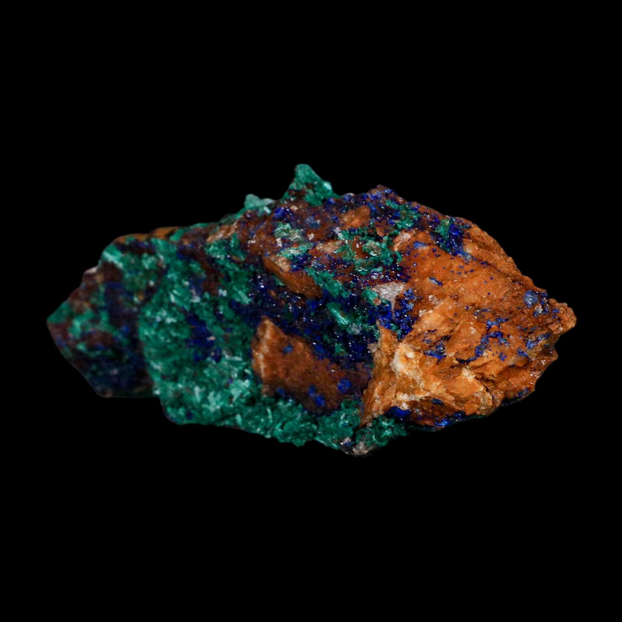 4" Azurite Crystals & Malachite On Matrix Colorful Mineral Specimen Morocco - Fossil Age Minerals