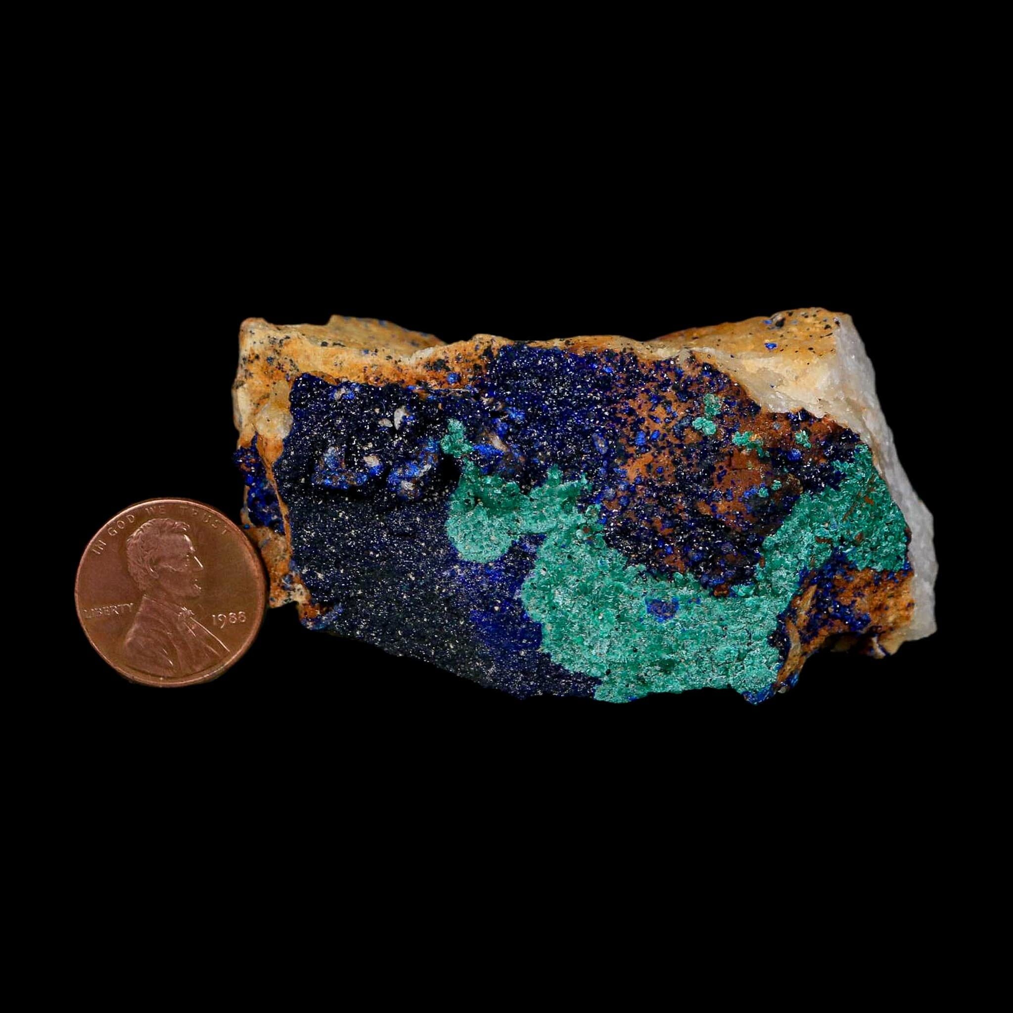 2.6" Azurite Crystals & Malachite On Matrix Colorful Mineral Specimen Morocco - Fossil Age Minerals