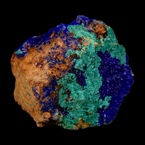 1.9" Azurite Crystals & Malachite On Matrix Colorful Mineral Specimen Morocco - Fossil Age Minerals