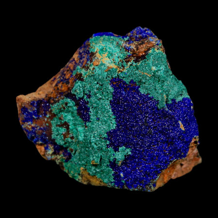 1.9" Azurite Crystals & Malachite On Matrix Colorful Mineral Specimen Morocco