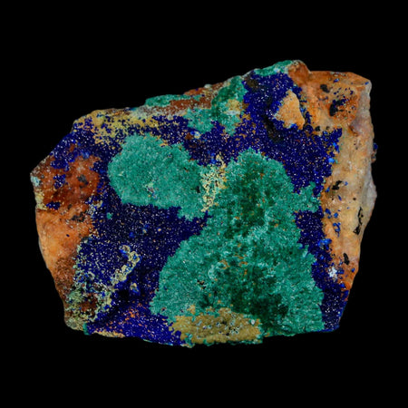 1.7" Azurite Crystals & Malachite On Matrix Colorful Mineral Specimen Morocco