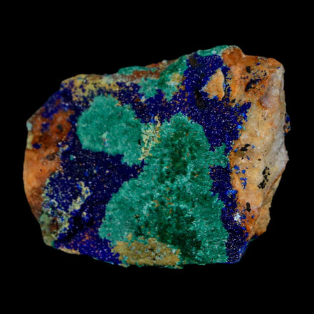 1.7" Azurite Crystals & Malachite On Matrix Colorful Mineral Specimen Morocco