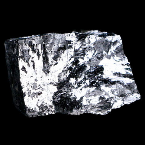 1.9" Rough Natural Silver Metallic Galena Crystal Mineral Mibladen Morocco - Fossil Age Minerals