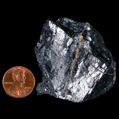 1.9" Rough Natural Silver Metallic Galena Crystal Mineral Mibladen Morocco - Fossil Age Minerals
