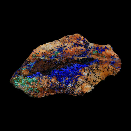 3.1" Azurite Crystals & Malachite On Matrix Colorful Mineral Specimen Morocco
