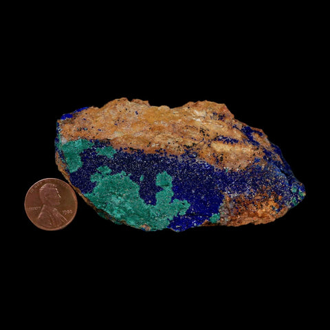 3.5" Azurite Crystals & Malachite On Matrix Colorful Mineral Specimen Morocco - Fossil Age Minerals