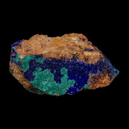 3.5" Azurite Crystals & Malachite On Matrix Colorful Mineral Specimen Morocco