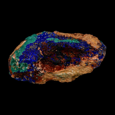 3.5" Azurite Crystals & Malachite On Matrix Colorful Mineral Specimen Morocco - Fossil Age Minerals