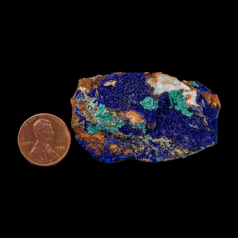 2" Azurite Crystals & Malachite On Matrix Colorful Mineral Specimen Morocco - Fossil Age Minerals
