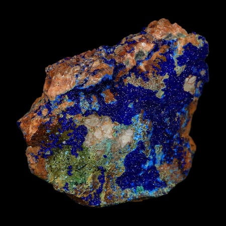 2.3" Azurite Crystals & Malachite On Matrix Colorful Mineral Specimen Morocco