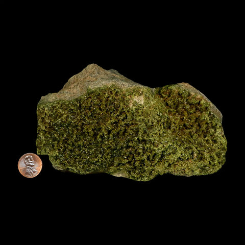 5.6" Rough Deep Green Epidote Crystal Minerals Specimen On Rock Morocco - Fossil Age Minerals