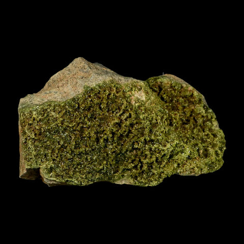 5.6" Rough Deep Green Epidote Crystal Minerals Specimen On Rock Morocco - Fossil Age Minerals