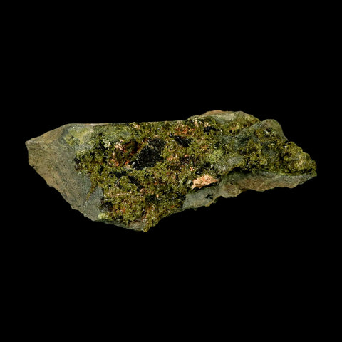 7" Rough Deep Green Epidote Crystal Minerals Specimen On Rock Morocco - Fossil Age Minerals