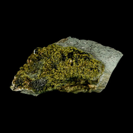 3.9" Rough Deep Green Epidote Crystal Minerals Specimen On Rock Morocco