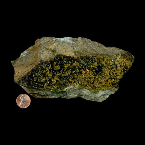 6.7" Rough Deep Green Epidote Crystal Minerals Specimen On Rock Morocco - Fossil Age Minerals