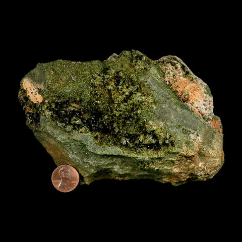 5.8" Rough Deep Green Epidote Crystal Minerals Specimen On Rock Morocco - Fossil Age Minerals
