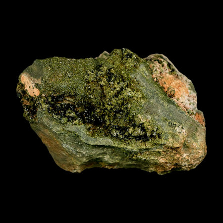 5.8" Rough Deep Green Epidote Crystal Minerals Specimen On Rock Morocco