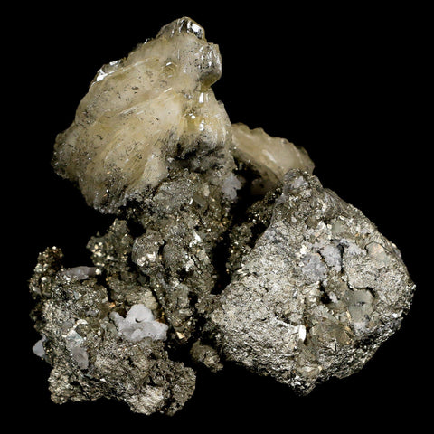 3.1" Barite Blades, Pyrite And Crystal Quartz Minerals Bou Nahas Mine Morocco - Fossil Age Minerals