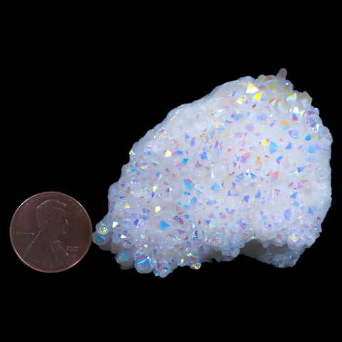2.3" Rainbow Aura Quartz Crystal Cluster Titanium Bismuth Mineral Specimen - Fossil Age Minerals