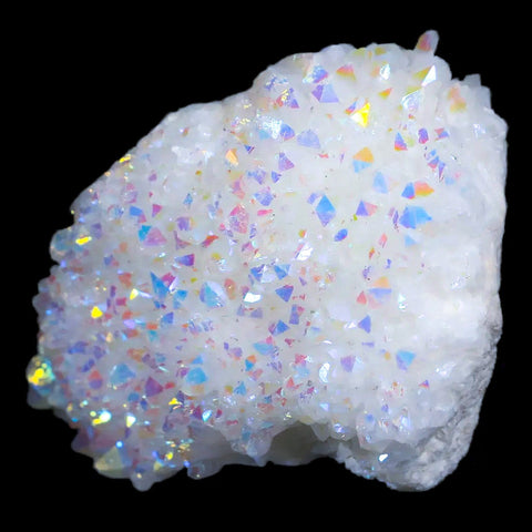 2.3" Rainbow Aura Quartz Crystal Cluster Titanium Bismuth Mineral Specimen - Fossil Age Minerals