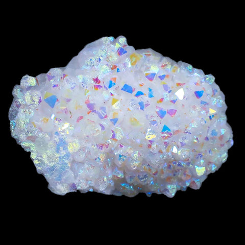 2.1" Rainbow Aura Quartz Crystal Cluster Titanium Bismuth Mineral Specimen - Fossil Age Minerals