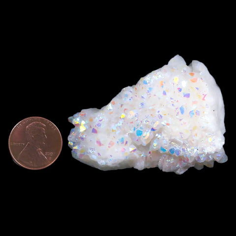 2.2" Rainbow Aura Quartz Crystal Cluster Titanium Bismuth Mineral Specimen - Fossil Age Minerals