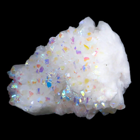 2.2" Rainbow Aura Quartz Crystal Cluster Titanium Bismuth Mineral Specimen - Fossil Age Minerals