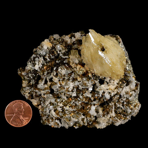 3.2" Barite Blades, Pyrite And Crystal Quartz Minerals Bou Nahas Mine Morocco - Fossil Age Minerals