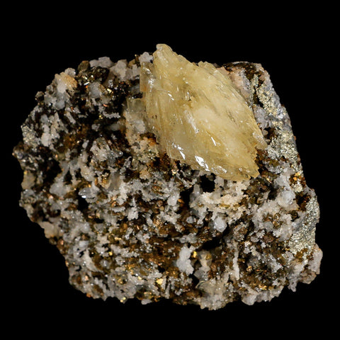 3.2" Barite Blades, Pyrite And Crystal Quartz Minerals Bou Nahas Mine Morocco - Fossil Age Minerals