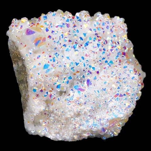 1.8" Rainbow Aura Quartz Crystal Cluster Titanium Bismuth Mineral Specimen - Fossil Age Minerals