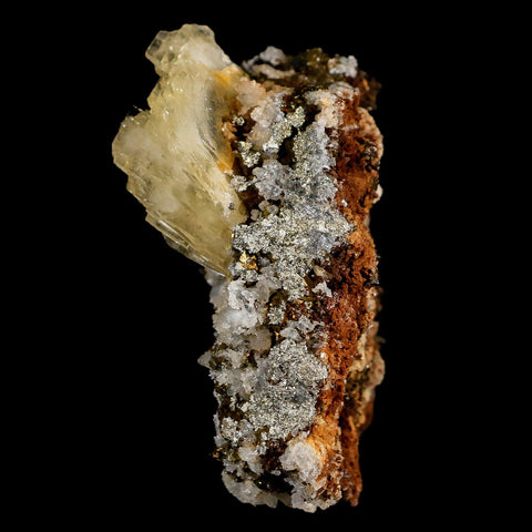 3.2" Barite Blades, Pyrite And Crystal Quartz Minerals Bou Nahas Mine Morocco - Fossil Age Minerals