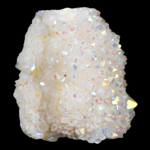 1.9" Rainbow Aura Quartz Crystal Cluster Titanium Bismuth Mineral Specimen - Fossil Age Minerals