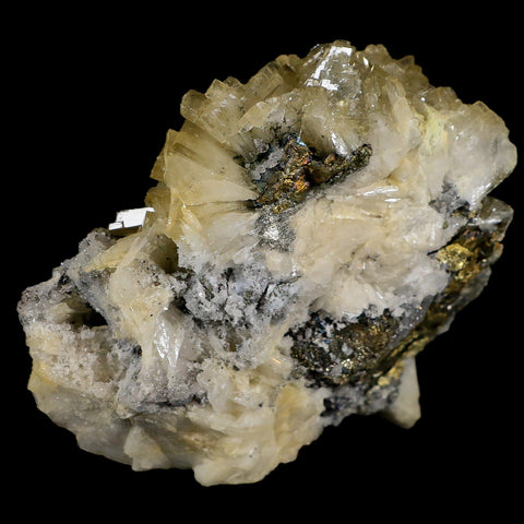 3.6" Barite Blades, Pyrite And Crystal Quartz Minerals Bou Nahas Mine Morocco - Fossil Age Minerals