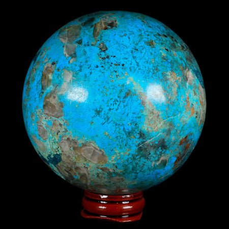 XL 81MM Chrysocolla Polished Sphere Teal And Blue Color Location Peru Free Stand