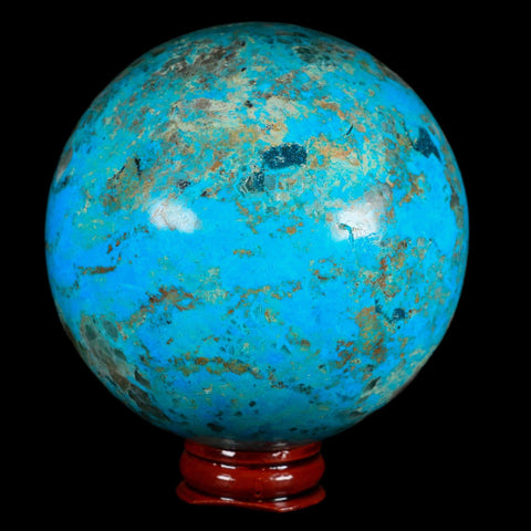 XL 81MM Chrysocolla Polished Sphere Teal And Blue Color Location Peru Free Stand - Fossil Age Minerals