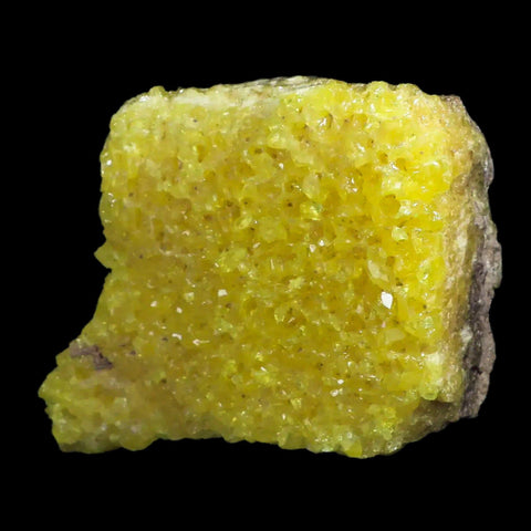 3.8" Rough Bright Yellow Sulfur Crystal Cluster On Matrix El Desierto Mine Bolivia - Fossil Age Minerals