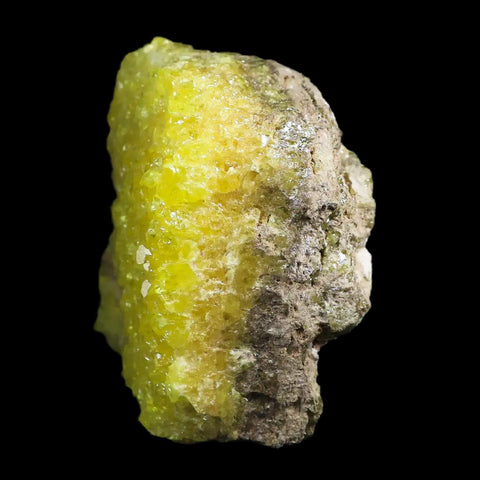 3.8" Rough Bright Yellow Sulfur Crystal Cluster On Matrix El Desierto Mine Bolivia - Fossil Age Minerals