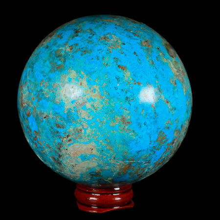 XL 81MM Chrysocolla Polished Sphere Teal And Blue Color Location Peru Free Stand