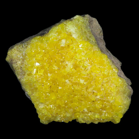 5.6" Rough Bright Yellow Sulfur Crystal Cluster On Matrix El Desierto Mine Bolivia - Fossil Age Minerals