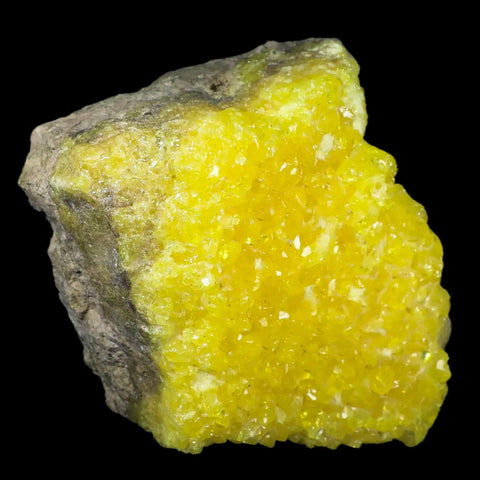 5.6" Rough Bright Yellow Sulfur Crystal Cluster On Matrix El Desierto Mine Bolivia - Fossil Age Minerals