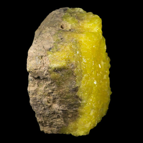 5.6" Rough Bright Yellow Sulfur Crystal Cluster On Matrix El Desierto Mine Bolivia - Fossil Age Minerals