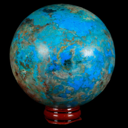 XL 79MM Chrysocolla Polished Sphere Teal And Blue Color Location Peru Free Stand